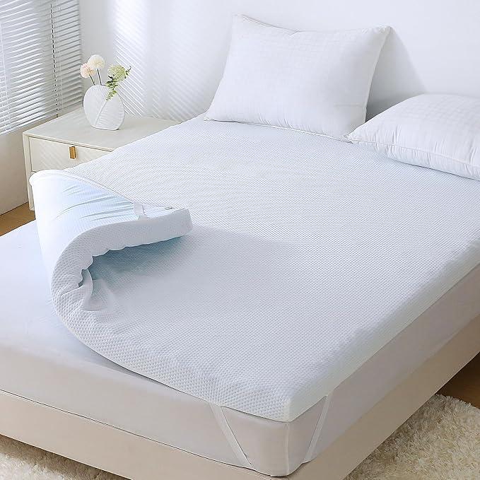 HUXMEYSON 7 Zone Foam Mattress Topper, Egg Crate Cooling Gel Mattress Topper with Knitted Cotton Cover, CertiPUR-US & Oeko-TEX Certified, Queen, 3-Inch (60 * 80 Inch)