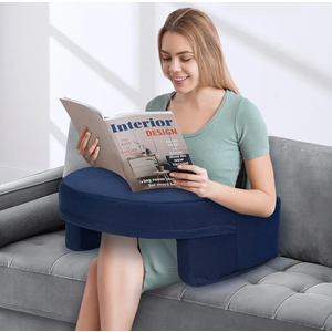 ITEFDTUTNE Reading Pillow for Gaming Extra Large, Adjustable Lap Desk Pillow with Pocket, Soft Memory Foam Arm Rest Pillow for Adult, Gaming Pillow for Lap, Sitting in Bed Floor Sofa, Blue
