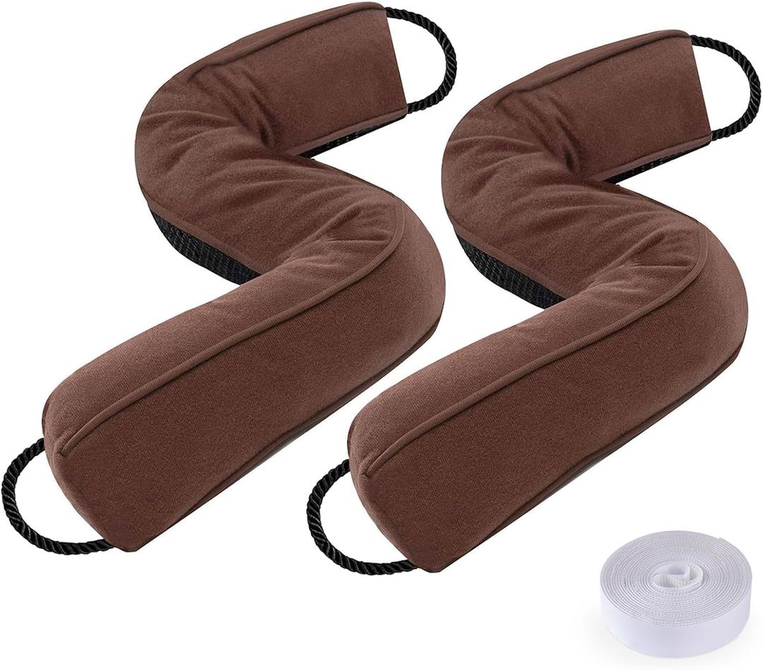 Sunolga 2 Packs 34 Inches 2.1LBs Weighted Door Draft Stopper Filled with Glass Beads & Cotton, Removable Machine Washable Sound Proof Under Door Draft Blocker with Anti-Abrasion Bottom for Door, Brown