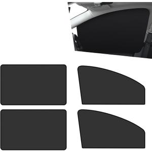 Downhill 4 PCS Car Side Window Sun Shades, Sun Protection Breathable Privacy Protection Car Window Sun Shades, Heat Insulation Magnetic Suction Installation Protector, for Most Cars SUV Camper (Black)