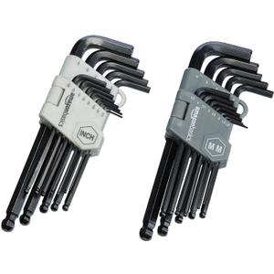 Amazon Basics Hex Key Allen Wrench, Long Arm, Ball End, Metric and Standard Sizes, Chrome Vanadium Steel, 26-Piece with Storage Case