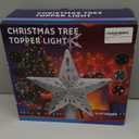 Christmas Tree Topper Star: Lighted with 6 Projected Patterns Snowflake Projector Lights-3D Hollow Glitter LED Magic Rotating Light for Christmas Tree Decorations Ornament Silver