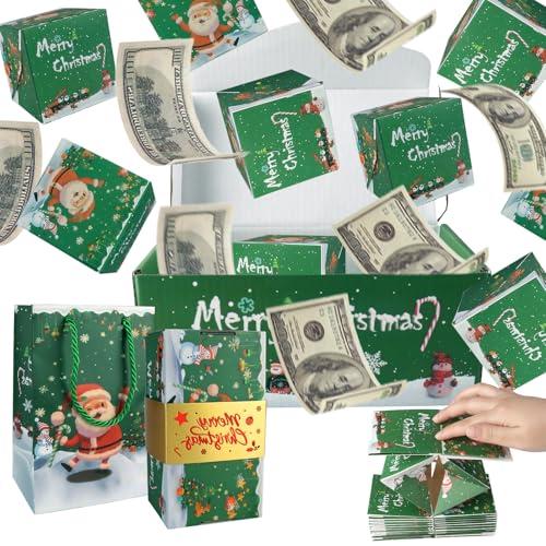 Surprise Gift Box Explosion for Money, Unique Folding Bouncing Red Envelope Gift Box with Confetti, Cash Explosion Luxury Box for Birthday Anniversary Valentine Proposal - Green Christmas