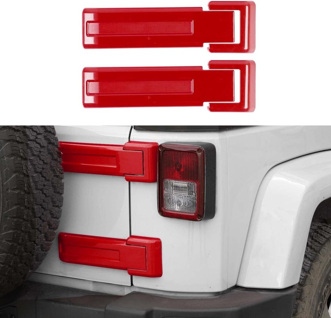 RT-TCZ Tailgate Hinge Cover Spare Tire Bracket Rear Door Trim Exterior Accessories Decoration for Jeep Wrangler JK JKU 2/4 Door 2007-2017,Red