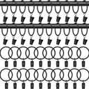40 PCS Metal Curtain Rings with Clips, Black Drapery Rings for Hanging, Curtain Clips 1.26" Interior Diameter