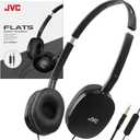 JVC Flats On-Ear Wired Headphones - Flat Foldable Design - 30mm Driver for Powerful Sound - Soft Ear-Pads for Comfort  Steel Headband - Lightweight & Portable - PC/Laptop/Gaming - 3.5mm Slim Plug (Adjustable, Black)