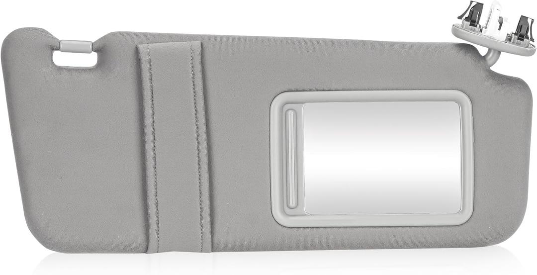 Right Passenger Side Sun Visor with Light Fit for Toyota Camry with Sunroof 2007 2008 2009 2010 2011 Gray Replace # 74310-06750-E0