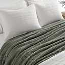 EVERGRACEHOME Chunky Chenille Knit Throw Blanket, 108x92, Dried Thyme Green