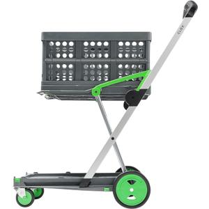 CLAX The Original | Made in Germany | Multi use Functional Collapsible carts | Mobile Folding Trolley | Shopping cart with Storage Crate | Platform Truck (Green)