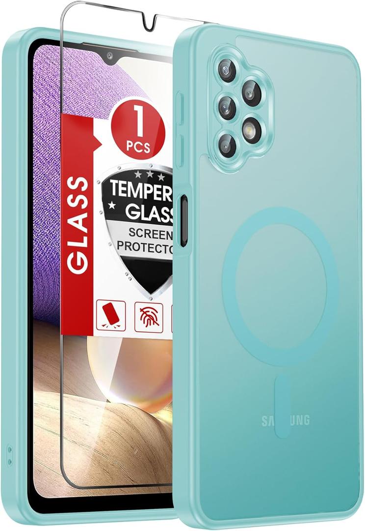LeYi for Galaxy A32-5G Phone Case: [Mag-Safe Fit] Compatible for A32 Samsung Phone Case with Screen Protector, Stylish Minimalist Soft-Touch & Shockproof Funda para A 32, Gift for Women and Men, Mint
