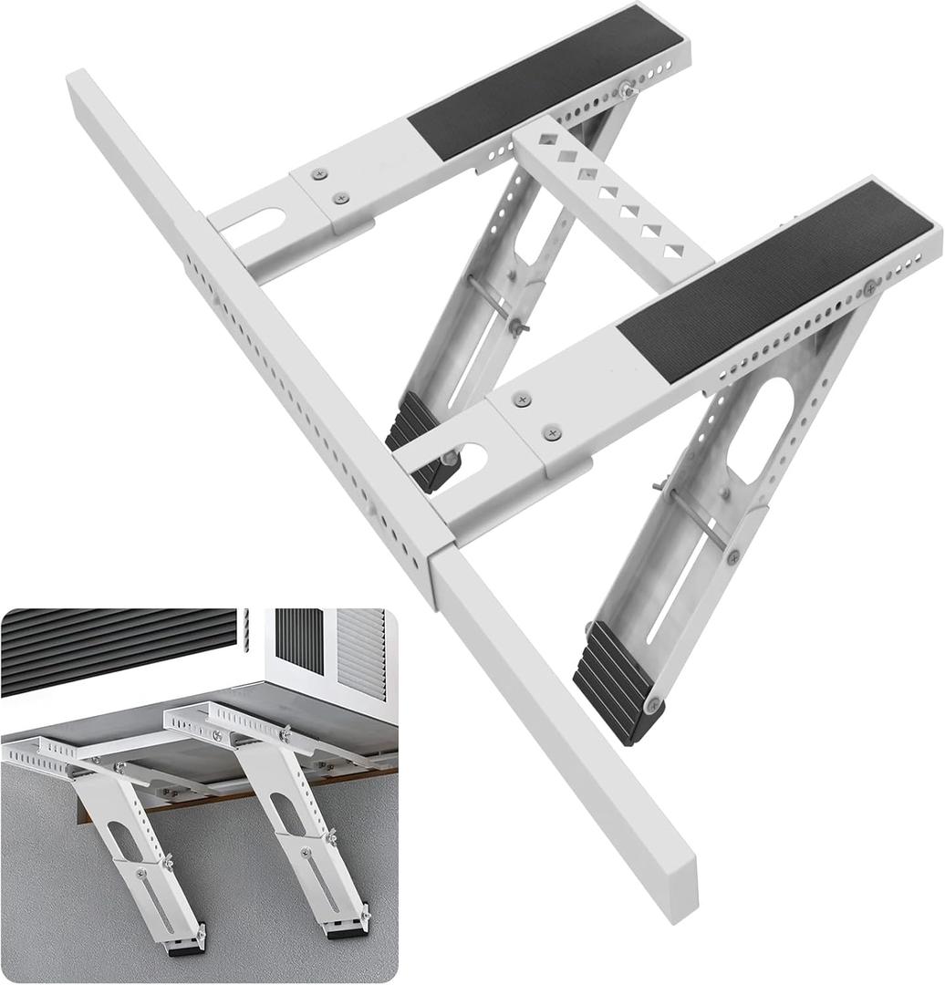Universal Window Air Conditioner Support Bracket, No Drilling Heavy-Duty AC Window Bracket Supports Up to 200lbs for 5,000-24,000 BTU AC Units, Fits Single or Double Hung Windows