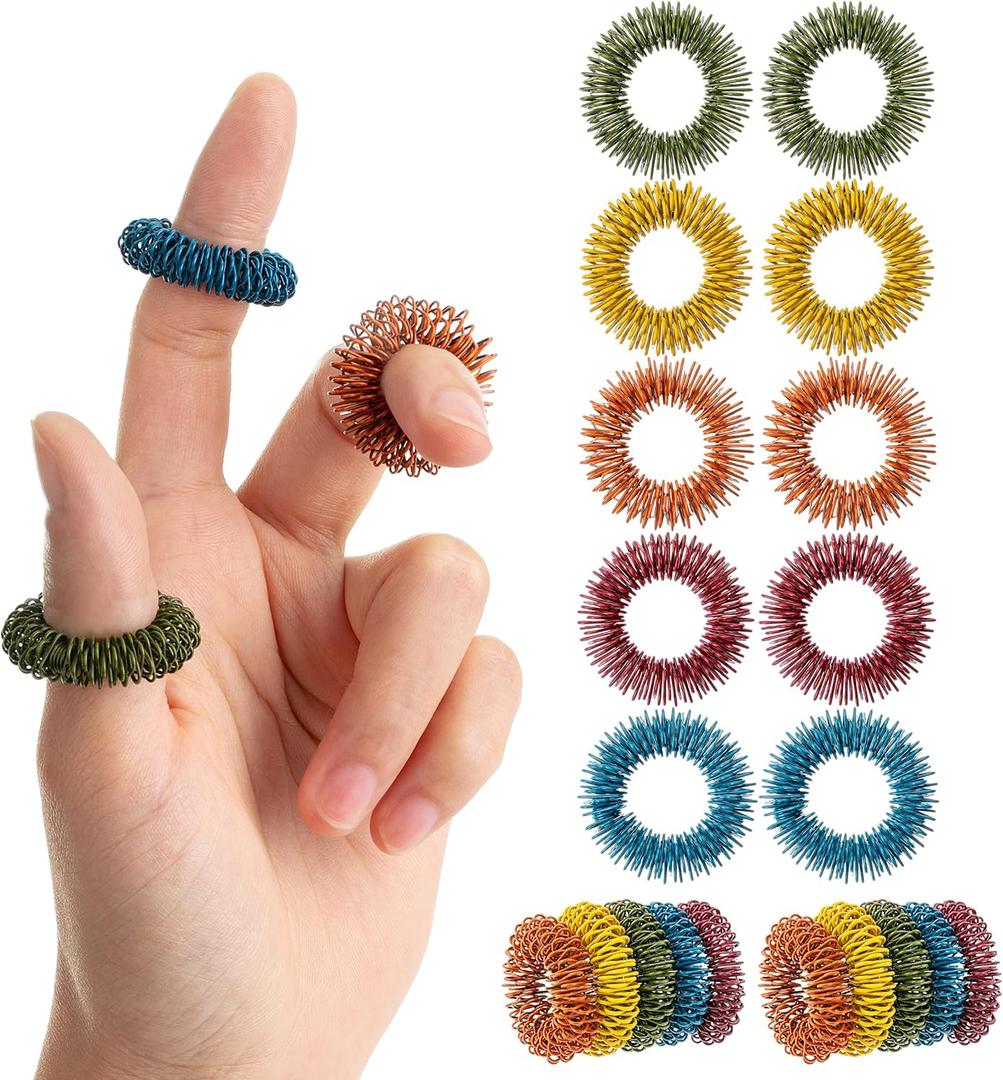 Mr. Pen- Spiky Sensory Rings, 10 Pack, Assorted Colors, Stress Relief Fidget Sensory Toys, Fidget Rings, Fidget Ring for Anxiety, Stress Relief Rings, Massager for Fidget, Sensory Ring (Retro)
