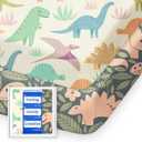 Pack N Play Sheets Fitted, TotBasic Ultra Soft Dinosaur Mini Crib Sheets, Premium Jersey Knit Pack and Play Sheets, Stretchy Neutral Play Yard Sheets for Pack and Play Mattress, 2 Pack(Vintage Dino) (Chalky + Mushroom Dinosaurs)