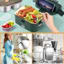 Eocolz Electric Lunch Box Food Heater 100W, Food Warmer with Dual Container 1.8L Portable Heated Lunch Box for Car Truck Work Stainless Steel Fork & Spoon 12/24/110V for Adults Lonchera Elctrica