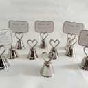 Silvery Bell 10Pcs Kissing BellSilver Bell Seat Table Card HolderPlace Card Holders, Table Number HolderPhoto Holders, Party Favors, Wedding Decorations (Silvery Bell)