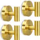 Towel Hooks Shower Suction Hook Towel Hanger for Bathroom Hanging Coat, Robe, Removable Wall Mounted Hook for Bedroom Kitchen Hotel Pool Brushed Gold(4-Pack)