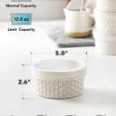 LE TAUCI Ramekins Oven Safe with Lids, 12 oz Ramikin Set for Creme Brulee, Souffle, Dipping Sauce, Onion Soup, Ceramic Food Storage Container - 5 inch, Set of 4, Arctic White