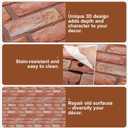 Faux Brick Wall Panels  Bold Red 3D Brick Wall Panels Foam Tiles Peel and Stick (10 Pack)  Peel and Stick Wall Panels for Apartment, RV, Bedroom Decor