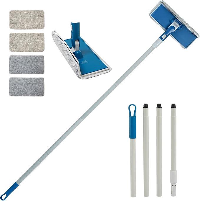 AegisHome Wall Cleaner Mop with Foldable Panel, Baseboard Cleaner Tool with 55" Long Handle, Cleaning Mop Duster for Walls, Ceilings, Baseboards, Floors