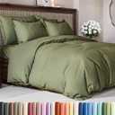 Duvet Cover Full Size Set - Extra Soft Full Duvet Cover 80" x 90" with 2 Pillow Shams - Hotel Luxury, Easy Care & Fade Free w/ Zipper Closures & Ties - All Season, Comfy and Breathable (Sage Green)