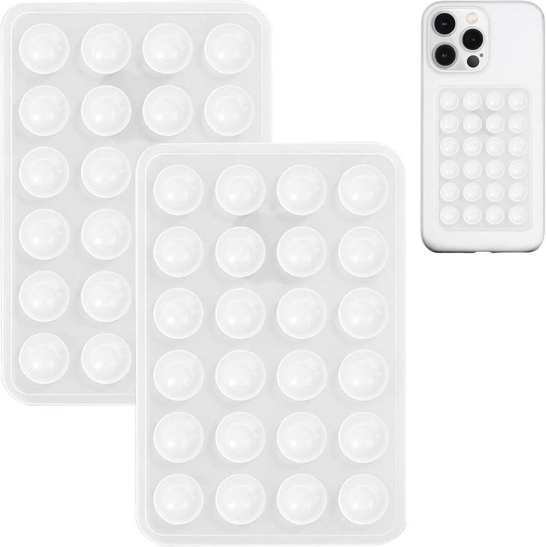 6 x JingJinYY 2 Pack Silicone Suction Phone Case Mount, Non Slip Sticky Phone Grip for Cellphone, Silicon Adhesive Suction Cup Mount, Strong Grip Holder for Selfies and Videos (Translucent)