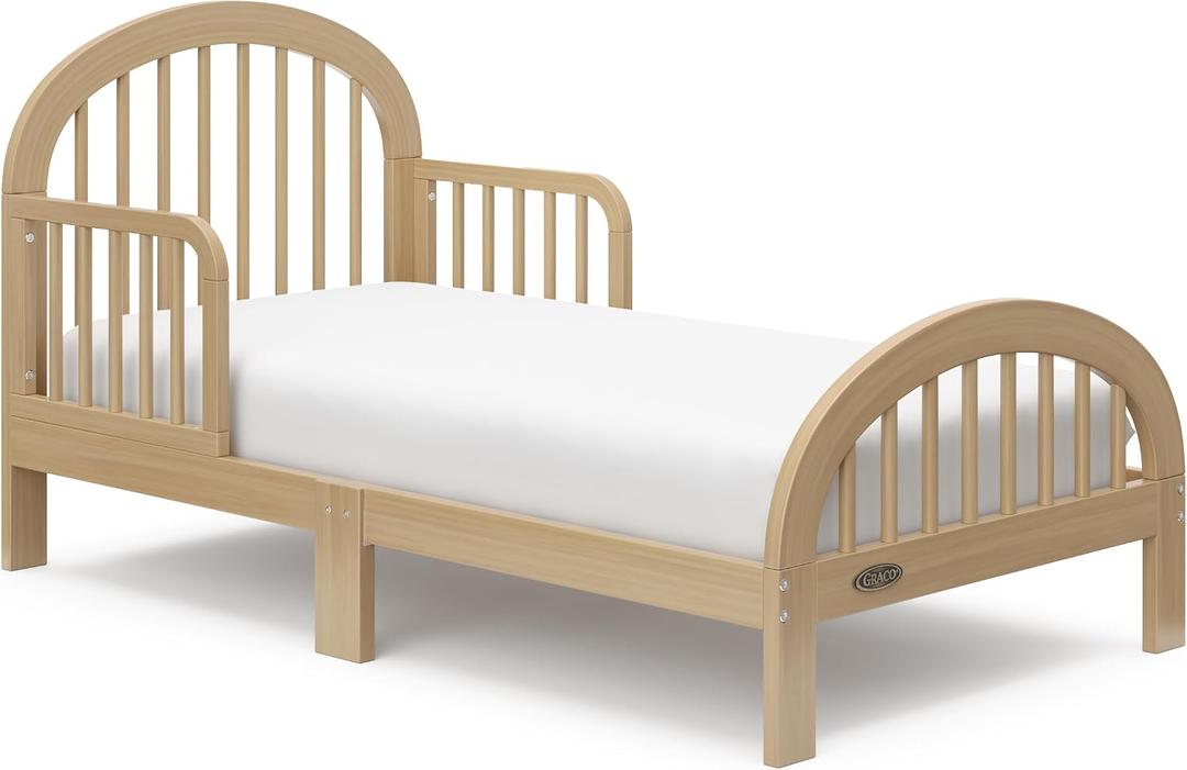 Graco Olivia Toddler Bed (Driftwood) - GREENGUARD Gold Certified, Includes Toddler Safety Guardrails, Fits Standard Crib & Toddler Mattress, Stylish Arched Design, Twin XL