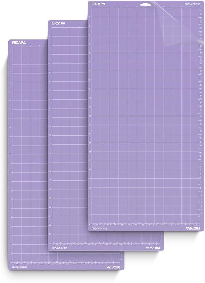 Strong Grip Cutting Mat for Cricut Maker 3/Maker/Explore 3/Air 2/Air/One (12x24 inch,3 Mats) Strong Adhesive Sticky Blue Quilting Replacement Cut Mats