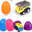 12 Pcs Easter Eggs Prefilled with Pull Back Cars for 3-6 Year Old Boys, Pull Back Construction Vehicle and Race Car for Easter Party Favors, Easter Basket Stuffers, Easter Egg Fillers,Easter Eggs Hunt