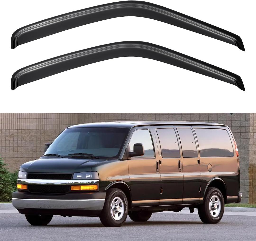 Window Visors Rain Guards for 1996-2026 Chevy Express Van, Window Vent Wind Shade Deflectors for 96-26 GMC Savana