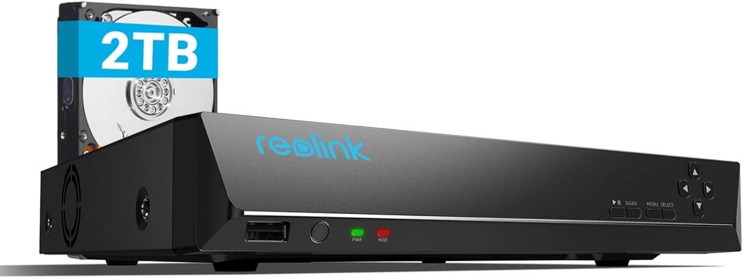 REOLINK 8CH Network Video Recorder for Home Security Camera System, Only Work with 16MP/12MP/4K/8MP/5MP/4MP REOLINK PoE IP Camera, 24/7 Recording to Pre-Installed 2TB Hard Drive, RLN8-410 (Black)