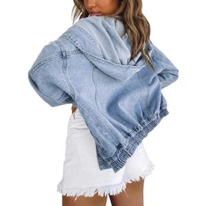 Women's Oversized Denim Jacket (Blue, S)