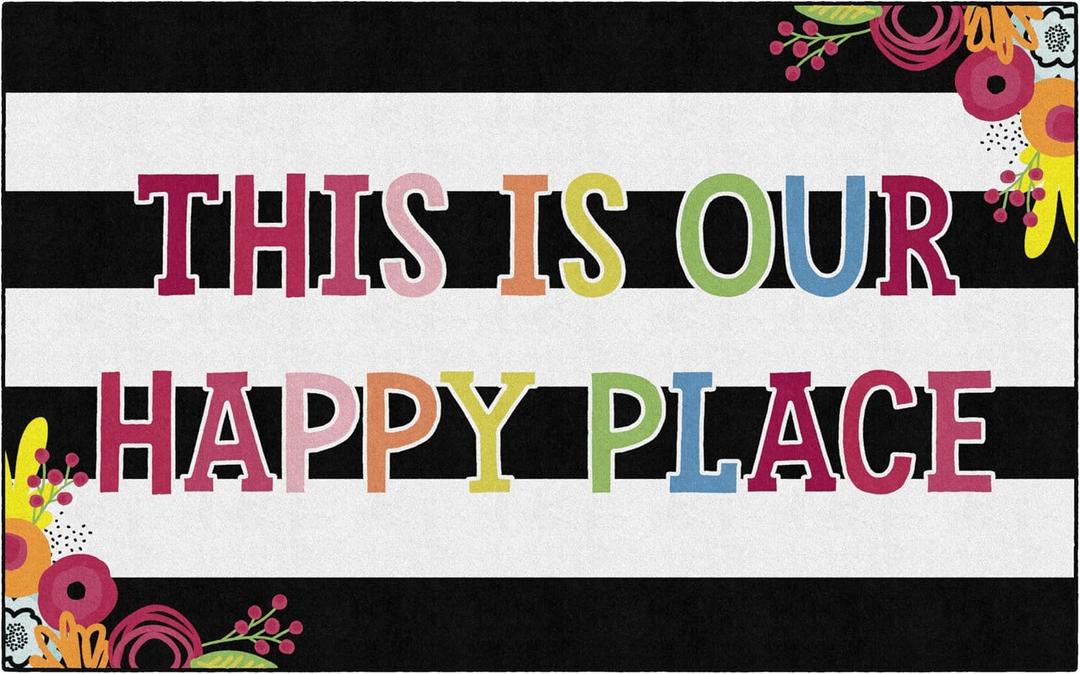 Flagship Carpets This is Our Happy Place Children's Classroom Dcor Area Rug for Schools, Durable and Fun for Learning Centers, Daycares and Preschools, 5' X 7'6"