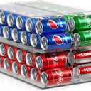 Skinny Soda Can Organizer for Refrigerator - Stackable Slim Can Holder Dispenser with Lid for Fridge, Pantry, Freezer - BPA-Free, Clear Design, Drink Organizer for Fridge (4-Pack)