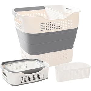 JOSUCLEN Collapsible Laundry Basket Plastic, 35L Foldable Laundry Basket for Small Spaces, Plastic Laundry Hamper with Handles, Pop up Laundry Basket Organizer ContainerGray