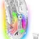 Wireless Gaming Mouse PC Transparent Shell Computer Mice with Dual mode BT5.0/2.4G,PixArt Chip 3D RGB Lighting,Ergonomic 7 Buttons,Rechargeable Mute Mouse for PC Laptop Tablet PS4 PS5 Xbox one (White)