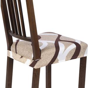 SearchI Stretch Dining Chair Seat Covers Set of 6, Soft Removable Washable Seat Covers for Dining Chairs, Dining Room Seat Cover Protector (Rear-Covered, Beige) (6pcs)