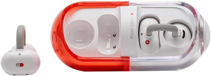 Moondrop Pill Open Ear Headphones Bluetooth 6.0 OWS Hanging Earphones IPX4 Open Ear Clip Wireless Earbuds Built-in AI ENC MD-0WS-003 (RED)
