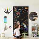 Magnetic Chalkboard 48"x24" Peel & Stick Self-Adhesive Board with 6 Chalk, 5 Liquid Markers, Magnets, Classic Matte Surface for Restaurant Menu, Office Schedule & Home Display