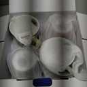 Coffee Mug Sets of 4, 12oz Bone China Porcelain Cups with Art Print Large Handle Dishwasher Microwave safe for Tea Cocoa or Hot Chocolate