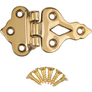Cast Brass Offset Icebox Hinge | 1 7/8" High X 3 1/2" Long | Pack of 2 | Ice Box Furniture Reproduction Hardware | UA-215-IHPB (1)
