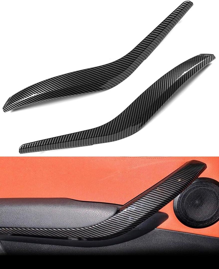 for BMW X1 E84 2009-2015 Door Handle Cover Replacements, Left Side + Right Side Inner Door Grab Handle Cover Door Armrest Bracket-Pair #51412991775#51412991776 (Carbon Fiber Color)