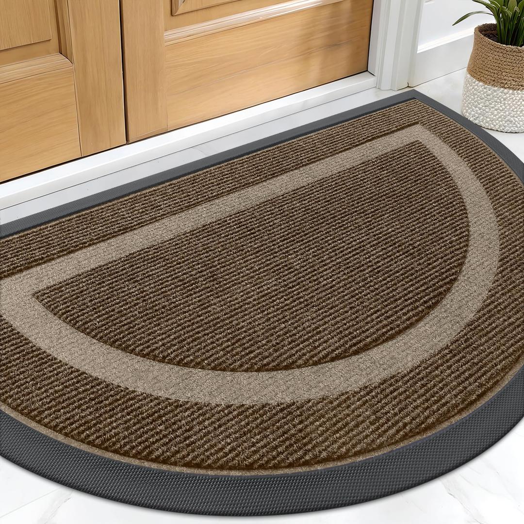 OLANLY Half Circle Front Door Mat Outside 71x47 All-Season Rubber Doormat