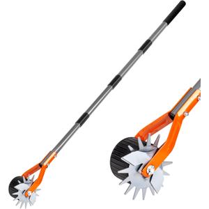 Walensee Wheel Rotary Edger, 69.7 Inch Hand Manual Edger Lawn Tool with Adjustable Stainless Steel Handle, Trimming Grass Weed Edger with Cushion Grip for Garden Sidewalks Driveways and Landscaping