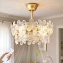 Depuley Bedroom Ceiling Fan with Lights: 20" Gold Chandelier Small Fan with Remote Control - Modern Flower Fandelier for Girl's Bedroom Living Room Nursery (E26 Bulbs Not Included)