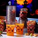 100 Pcs Gothic Christmas Plastic Cups Bulk 16 oz Disposable Pink Bat Spooky Party Christmas Cups for Creepy Nightmare Party Supplies Cold Drinks
