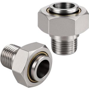 2-Pack 3/4" x 1/2" Brass-Nickel Plated Air Line Fittings Straight Connectors with 1/2" NPT Male Thread 200 PSI, Compatible with Shop/Garage Compressed Air Systems