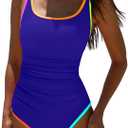 popvil Women's One Piece Swimsuits 2025 Tummy Control -Slimming Bathing Suit Neon 1 Piece Beach Outfit Sexy Sport Swim Suits (Medium, Royal Blue)
