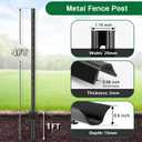 Gtongoko 4 Feet Heavy Duty Metal Fence Posts, 10 Pack U Channel Fence Post with Anchor Plate, Black Steel T Post for Garden, Yard, Farm, Wire Fencing