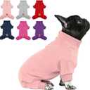 cyeollo Fleece Dog Pajamas Warm Dog Winter Coat Thermal Soft Pjs Small Dogs Onesie Stretchy Jumpsuit Doggie Pet Clothes Outfits Cat Apparel, Pink S (Small (chest Girth: 13"-15"))