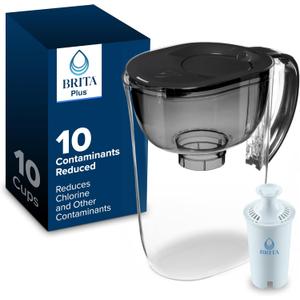 Brita Large 10 Cup Water Filter Pitcher, 1 BritaPlus Filter, Everyday, Black (Package May Vary)